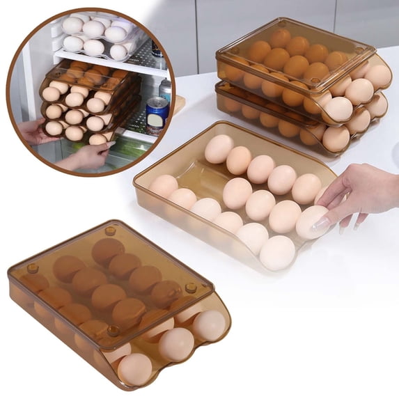 Egg Storage Container Refrigerator Organizer Rollable Rack for Kitchen Drawer Space Saving Fresh Keeping Solution