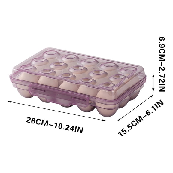 Egg Storage Container | Stackable Refrigerator Organizer | Food Grade Plastic Egg Box with Handle | Holds 12 Eggs | 12.0" x 8.3" x 2.7"
