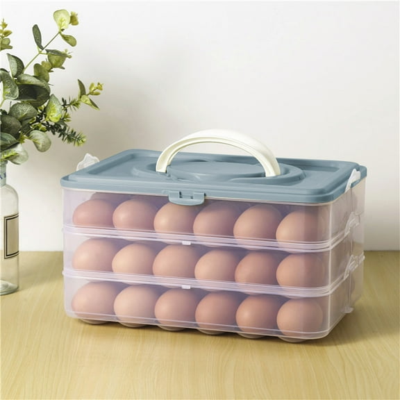 Egg Storage Container for Refrigerator, 3-Layer Egg Tray, Stackable Fridge Egg Organizer with Lid and Handle, 72 Count Eggs Keeper