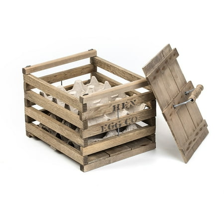 Egg Storage Crate for Egg Transport or Farmhouse Home Decor, Medium 13 x 13 x 7 inches