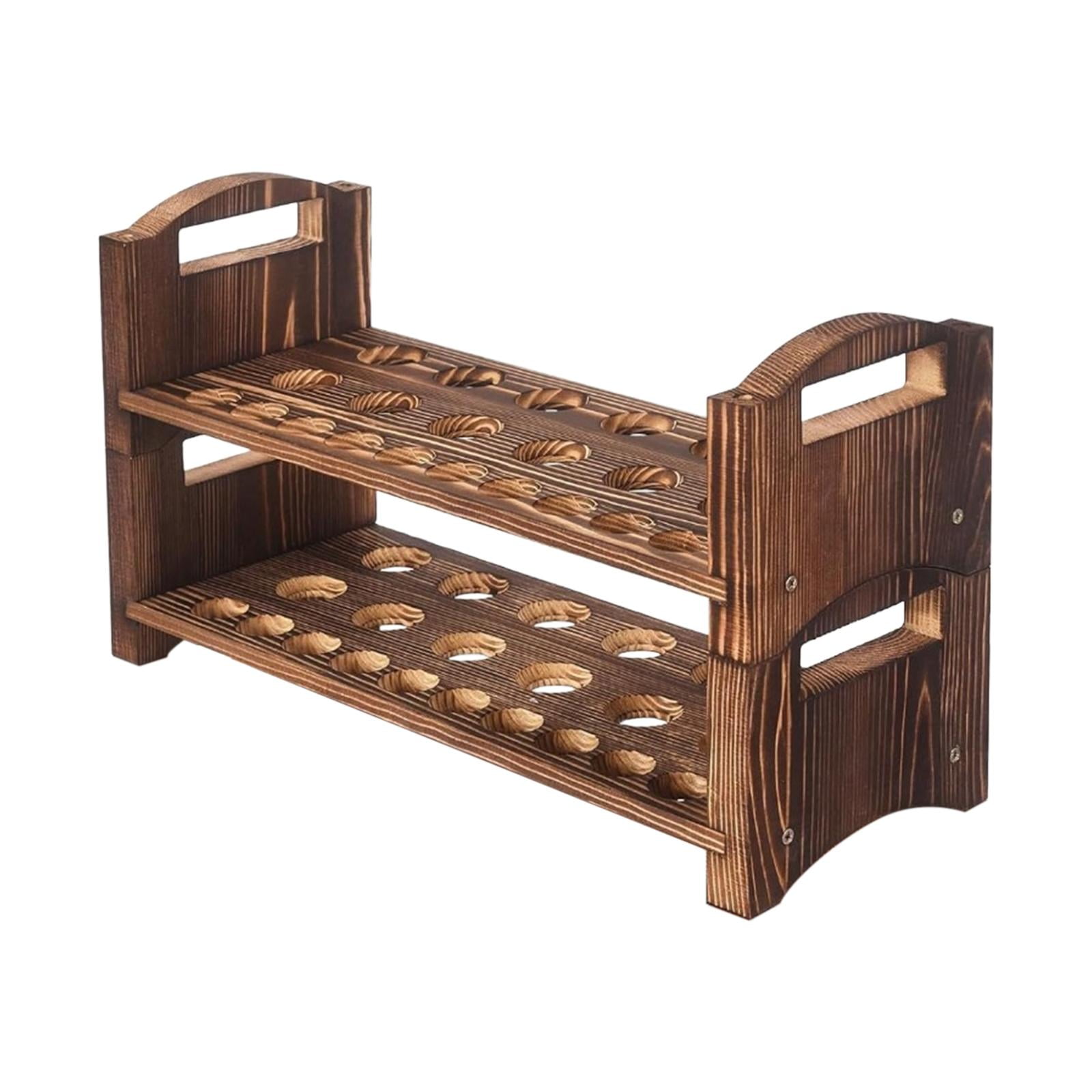 Egg Storage Holder Wooden Egg Shelf Stackable Tray Grooved Design for Pantries Kitchens Freezers Restaurants