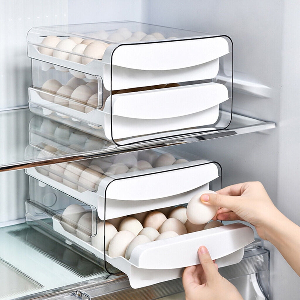 Egg Storage Holder for Refrigerator, 40 Grid Transparent Double Layer Egg Storage Box, Household Keeping Egg Fresh Organizer Tray For Kitchen Fridge