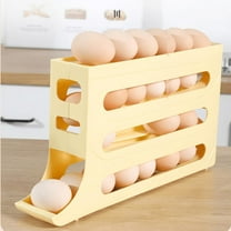 Egg Storage Rack for Fridge | Auto Rolling Fridge Egg Holder Rack for Kitchen | Egg Tray Organizer | 4 Tiers Tilted Design Container for Eggs (Gray)