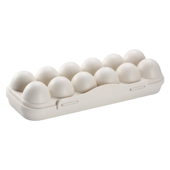 Egg Storage for Refrigerator,12 Grid Egg Holder for Fridge with Lid,Stackable Egg Storage with Safety Buckle(Khaki)