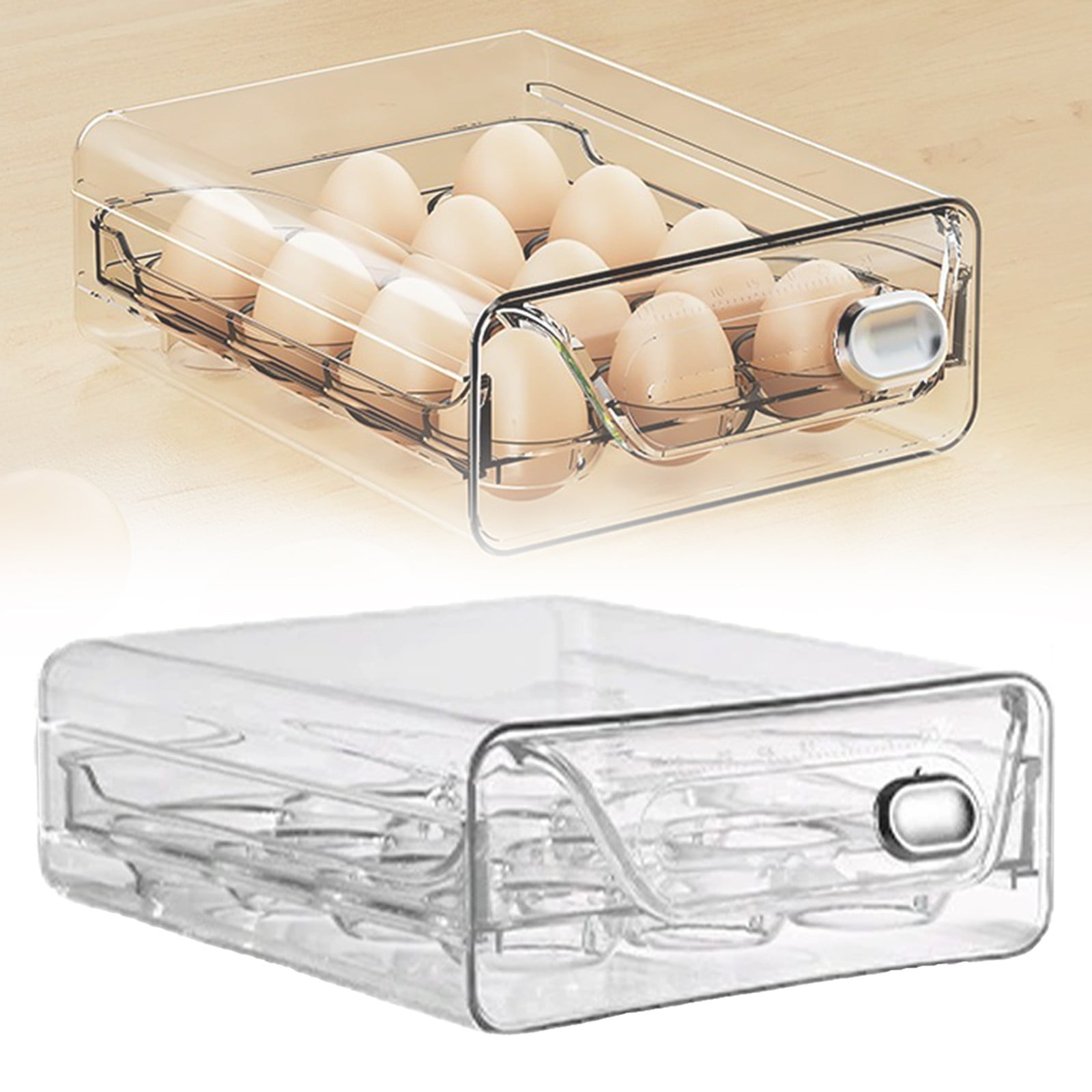 Egg Storage for Refrigerator, Stackable Egg Holder for Fridge, Clear BPA Free Plastic Egg Dispenser, Portable Egg Carriage for Picnic Travel
