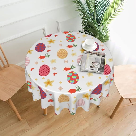 Egg Table Cloth Round Table Cover Wrinkle Resistant Waterproof Tablecloth 60 Inch Washable for Kitchen Party Picnic Fall Decorations for Home Leaves