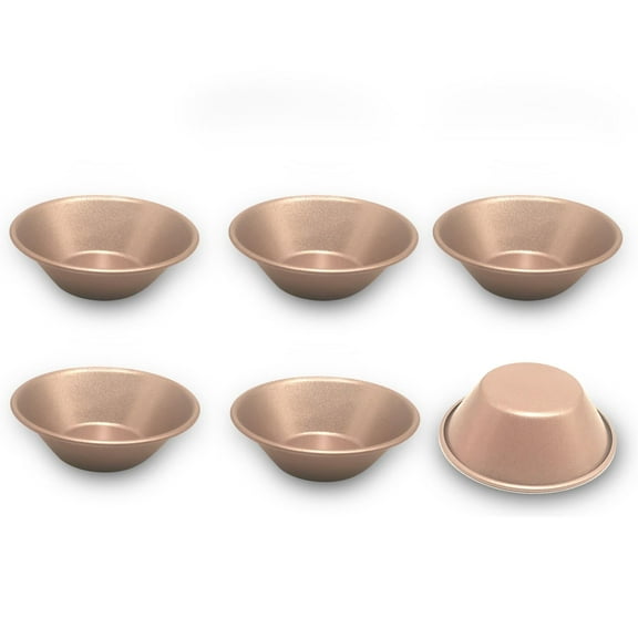 Egg Tart Mold Muffin Cases Cake Cup Mini Pies Tin Pudding Tartlet Cookie Moulds Soy Sauce Dish Snack and Dip Seasoning Bowls Salad Dressing Ketchup Container Round Non Stick Carbon Steel Set of 6 3IN