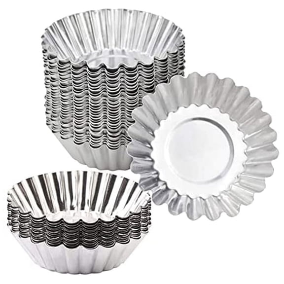 Egg Tart , Non-Stick and Reusable Tart Pan for Baking, Aluminum Mini Mould for Tarts, Mini Cakes