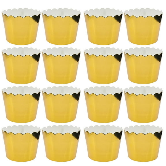 REOFLYUP Paper Cake Cup Golden for Festival 100Pcs 2.4x2.4x1.6In