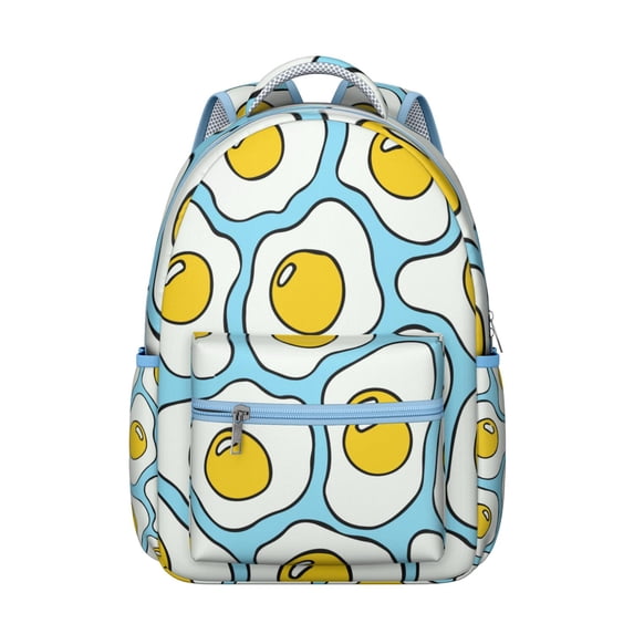 Egg-Themed Commuter Backpack - Trendy College Bookbag, Lightweight Laptop Bag for School, Spacious Egg Print Design for Students & Professionals