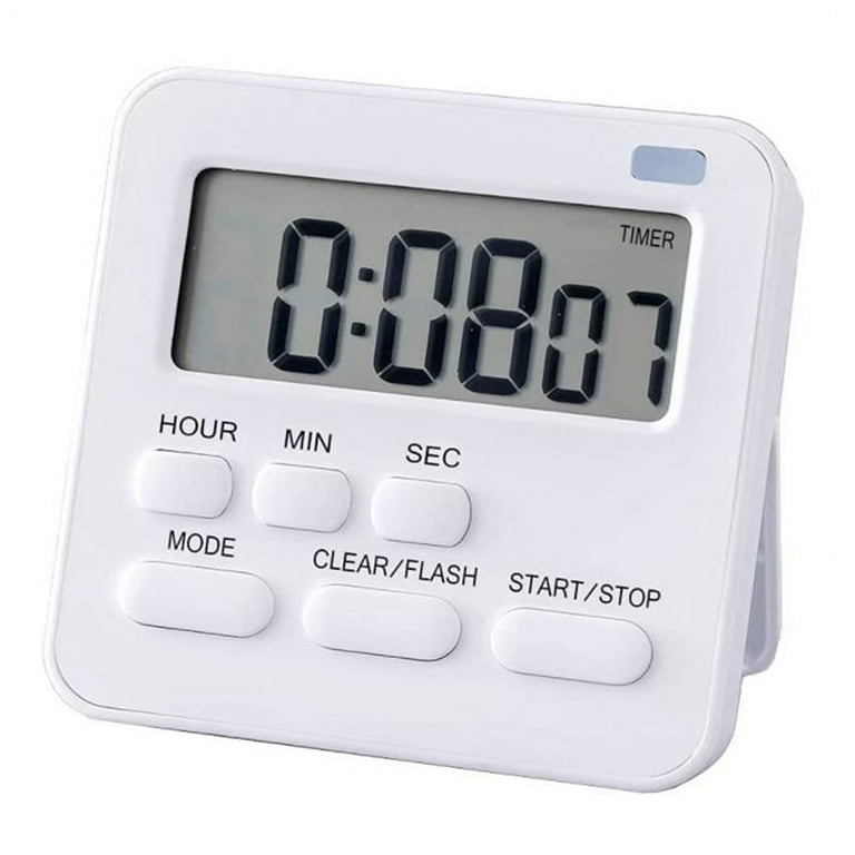 China Kitchen Timer,Egg Timer with Clock,Digital Timer Stopwatch with LCD Loud Alarm for Cooking,Baking, Sports,Learning,Etc, White