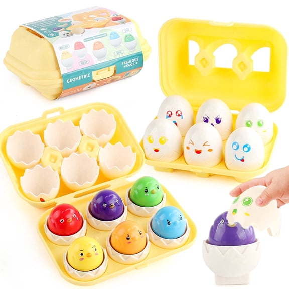 Egg Toddler Toys,Montessori Geometric Egg Shape Sorter Toys Preschool Learning Educational Color Sorting & Eggs Puzzles Matching Games Fine Motor Toy for Boys Girls Ages 1-3(6PCS)