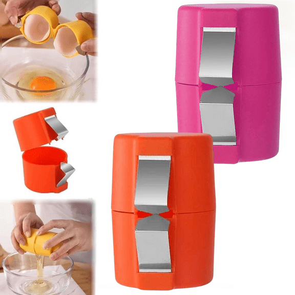 2Pcs Egg Shell Opener, Egg Opener Tool, Egg Shell Breaker, Egg Cracker Separator Handheld Egg Opener, Egg Peeler Tool, Kitchen Gadgets for Cooking Camping (Orange&Pink)