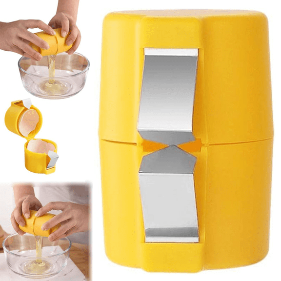 Egg Shell Opener,Egg Separator for Raw Eggs,Egg Shell Opener for Hard Boiled Eggs,Handheld Eggs Breaker Multifunctional Egg Cutter Egg Cracker and Separator for Kitchen Gadgets (Yellow)