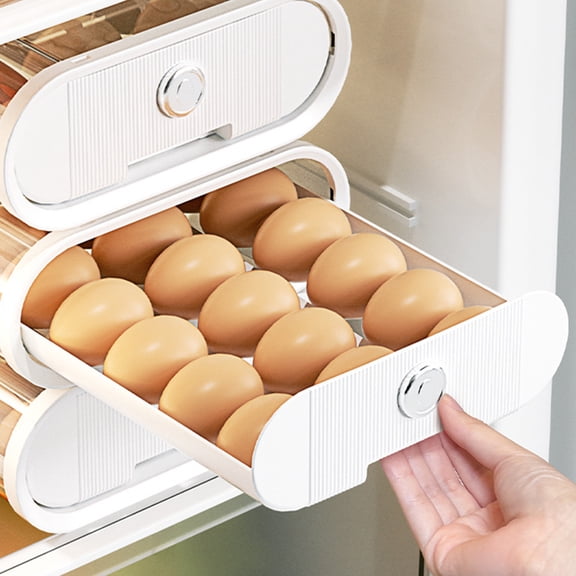 Egg Tray for Refrigerator ,Egg Holder for Refrigerator,Egg Container for Refrigerator,Refrigerator Eggs Storage Boxes Clear Space Saving Food Grade Drawer Rolling Refrigerator Eggs Racks