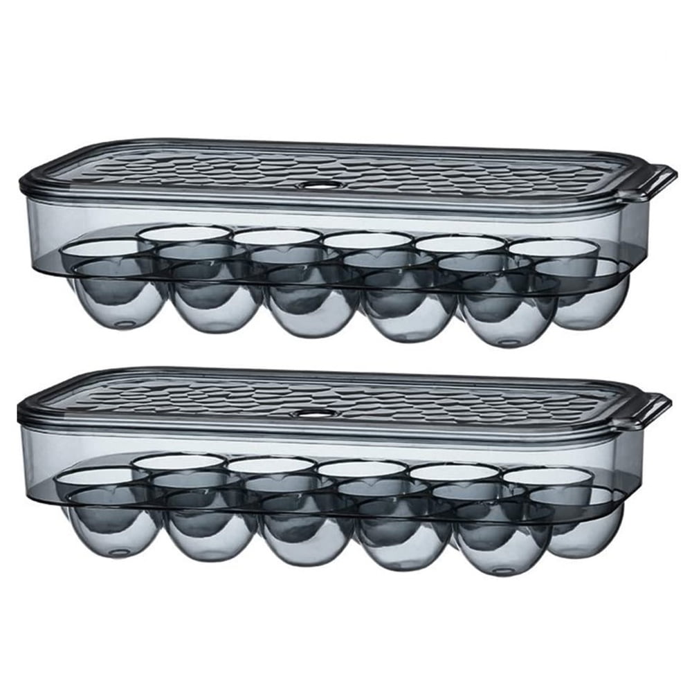 Egg Tray with Lid,16 Grids Egg Storage Tray,Stackable Egg Storage Box with Coverd,for Refrigerator Kitchen Cabinet,Black