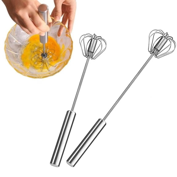 Egg Whisk,2 Pack Stainless Steel Home Kitchen Tool, Hand Easy Whisk Egg Beater Manual Mixer Blender for Whisking, Beating & Stirring (14 Inch and 10 Inch)