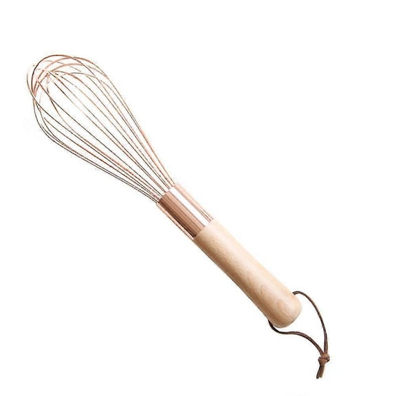 Egg Whisk Egg Beater Stainless Steel Wood Handle For Cooking Blending Whisking Beating With Rope