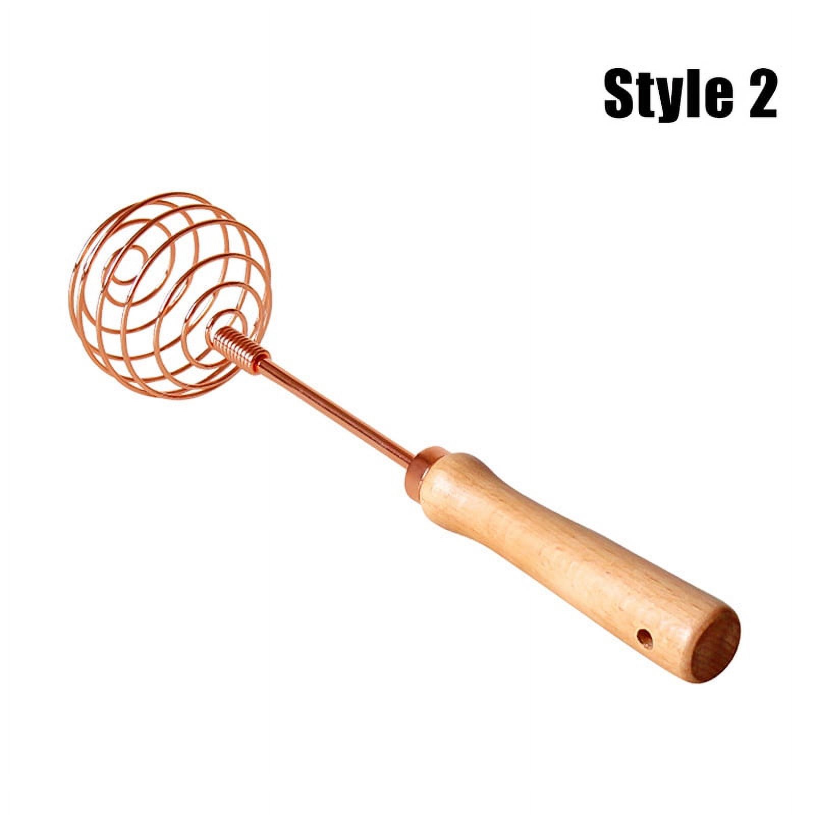 Egg Whisk Kitchen Gadgets Spiral Stir Stick Baking Wood Handle Manual