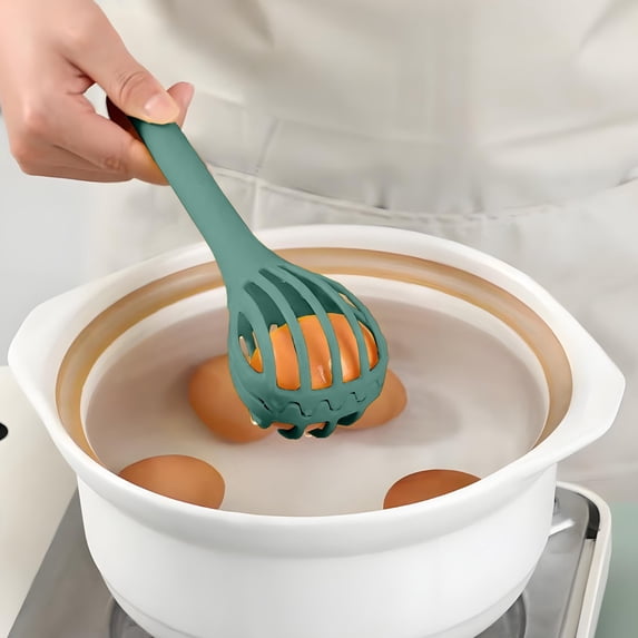 Egg Whisk Tongs Tool, 3 In 1 Manual Beater Food Clip Mixer Heat Resistant Grip Design, Multifunction Cooking Utensil for Baking Kitchen Meal Prep