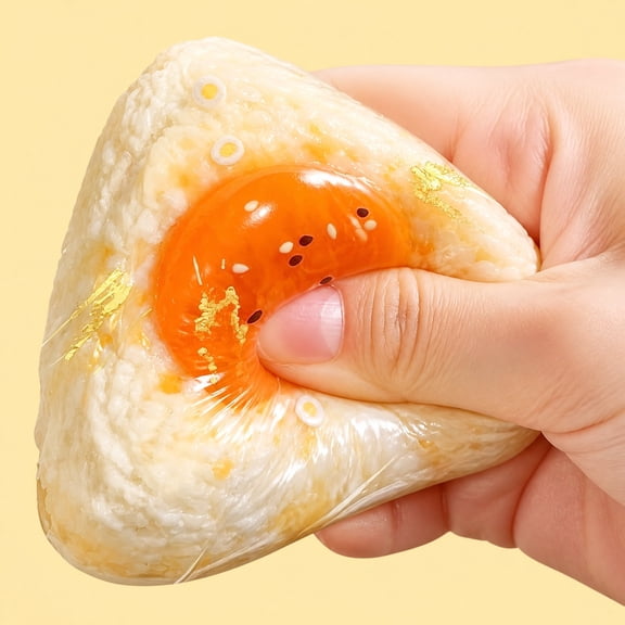 Egg Yolk Rice Ball Mud Slow Rising Squishy Stress Relief Toy 2.8 Inch, Soft Dough Fidget for Anxiety Calming Students Girls Desk Gift
