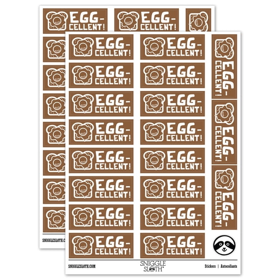 Egg-cellent Excellent Egg on Toast Teacher Student School Sticker Set - Brown - Gloss Finish - 2.00" Large