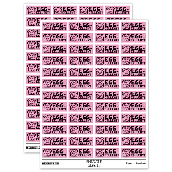 Egg-cellent Excellent Egg on Toast Teacher Student School Sticker Set - Light Pink - Matte Finish - 1.25" Mini