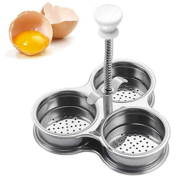 Egg cooker, silver egg cooker, three-grid stainless steel egg cooker, steamer, boiled egg, poached e