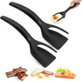 thumbnail image 1 of Egg flipper spatula tongs Set of 2 PCS - 2 in 1 Grip and Flip Spatula Tong Multi-purpose Use Non-Stick kitchen flipper spatula for Bread Fish Pancake Toast Home Kitchen Cooking Tool (Black + Red), 1 of 8