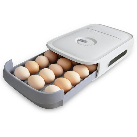 Egg holder for Refrigerator, Egg container for Fridge with Lid, Stackable Refrigerator Organizer Bins, Plastic Egg Storage Organizers for 18 Eggs, Fresh Egg Tray Egg Storage Box for Fridge