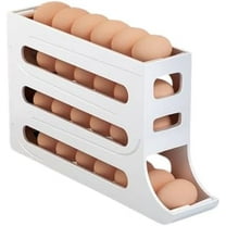 Egg holder tray for Refrigerator, Holds 30 Eggs with compact, space-saving 4 Tier 2024 design, Auto-Rolling Design (White)