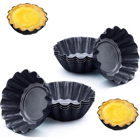 Egg tart mold, 10pcs round non-stick egg tart pan pie tin cupcake pudding tartlet muffin mold cake cups