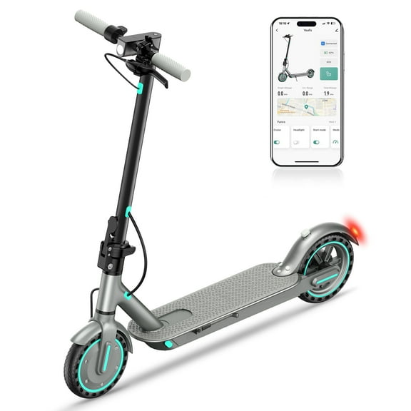 EggKing 350W Electric Scooter, 8.5” Solid Tires, 19mph & 21Miles Range, Folding Commuting E-Scooter for Adults with Smart APP Control Blue