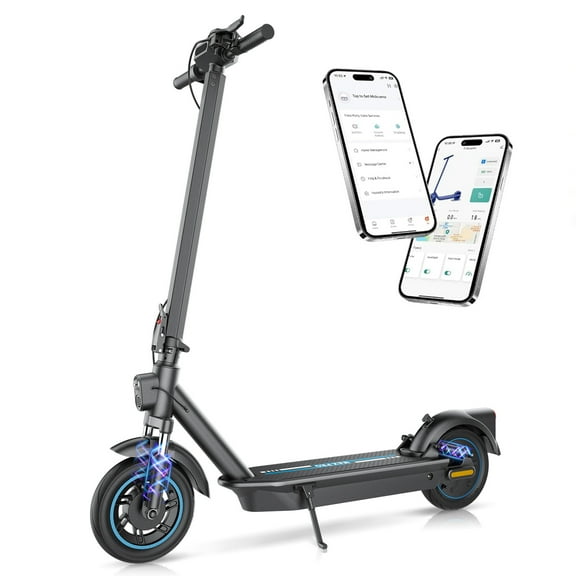EggKing 500W Electric Scooter for Adults,10" Solid Tire,500W Powerful Motor & 25MPH Top Speed,28 Miles Long Range,Folding E Scooter with Dual Shock Absorption,Dual Braking,App Blue
