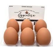 Eggcetera Ceramic Nest Eggs Dummy Fake Nesting Chicken Eggs Decor Brown - 6 Pack