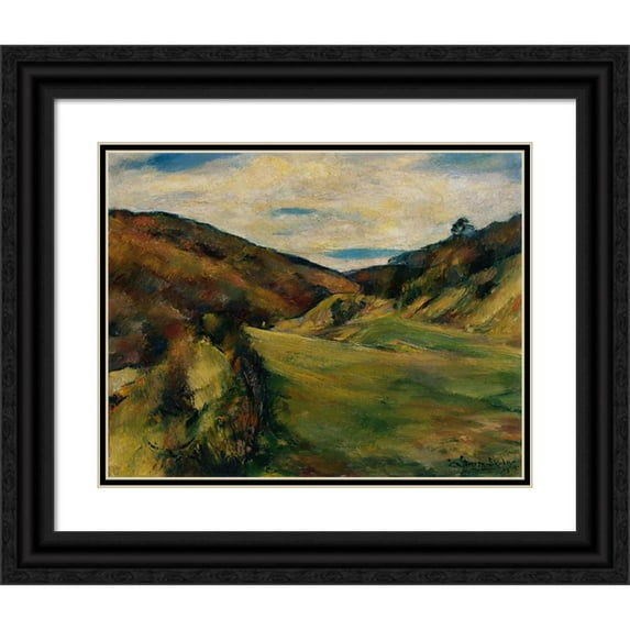 Egge Sturm-Skrla 24x20 Black Ornate Framed Double Matted Museum Art Print Titled: Wiese Am Dreikmarkstein in Sievering (1919)