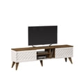 thumbnail image 1 of Eggea Modern Engineered Wood TV Stand for TVs up to 80”, White & Oak Veneer, 1 of 7