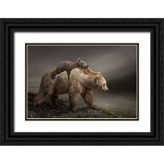 Egger, Marcel 14x11 Black Ornate Wood Framed with Double Matting Museum Art Print Titled - Babybear