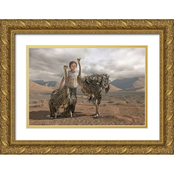 Egger, Marcel 18x13 Gold Ornate Wood Framed with Double Matting Museum Art Print Titled - Ostrichboy