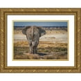 thumbnail image 1 of Egger, Marcel 32x24 Gold Ornate Wood Framed with Double Matting Museum Art Print Titled - BabyElephant, 1 of 4