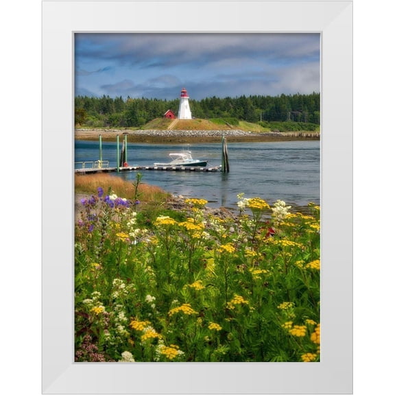 Eggers, Julie 11x14 White Modern Wood Framed Museum Art Print Titled - Maine-Lubec Mulholland Point Lighthouse as seen from the town of Lubec-Maine