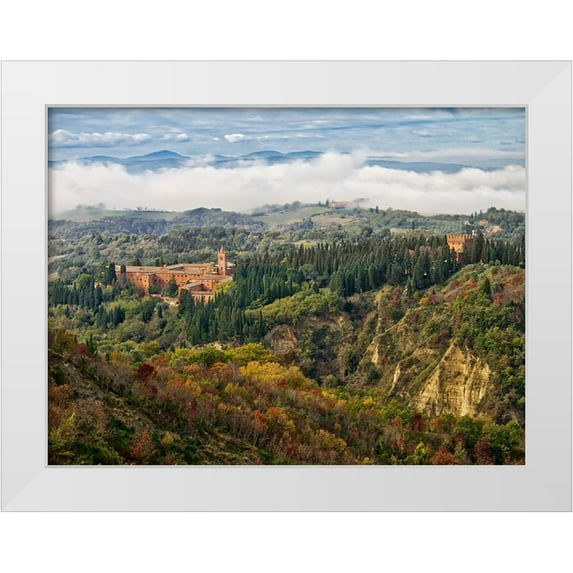 Eggers, Julie 14x12 White Modern Wood Framed Museum Art Print Titled - Italy-Tuscany-Chiusure Abbey of Monte Oliveto Maggiore-a Benedictine monastery