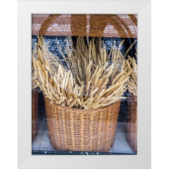 Eggers, Julie 15x18 White Modern Wood Framed Museum Art Print Titled - Portugal-Lisbon-Dried wheat stalks in the window of a bakery