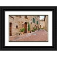thumbnail image 1 of Eggers, Julie 18x13 Black Ornate Wood Framed with Double Matting Museum Art Print Titled - Italy-Tuscany-Pienza Flower pots and potted plants decorate a narrow street in a Tuscany village, 1 of 4