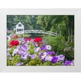 thumbnail image 1 of Eggers, Julie 18x15 White Modern Wood Framed Museum Art Print Titled - Maine Somesville bridge in Acadia National Park with petunias and geraniums in the foreground, 1 of 4