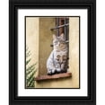 thumbnail image 1 of Eggers, Julie 25x32 Black Ornate Wood Framed with Double Matting Museum Art Print Titled - Italy-Tuscany-Pienza Cat sitting on a window ledge along the streets, 1 of 4