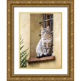 thumbnail image 1 of Eggers, Julie 25x32 Gold Ornate Wood Framed with Double Matting Museum Art Print Titled - Italy-Tuscany-Pienza Cat sitting on a window ledge along the streets, 1 of 4