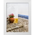 thumbnail image 1 of Eggers, Julie 25x32 White Modern Wood Framed Museum Art Print Titled - Portugal-Obidos-Red geranium growing in a terra cotta pot next to the entrance of a home in the his, 1 of 4