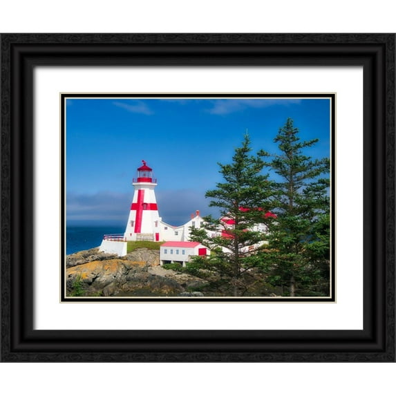 Eggers, Julie 32x25 Black Ornate Wood Framed with Double Matting Museum Art Print Titled - Canada-Campobello Island East Quoddy Head Lighthouse at the northernmost tip of Campobello Island