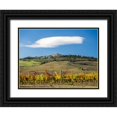 thumbnail image 1 of Eggers, Julie 32x25 Black Ornate Wood Framed with Double Matting Museum Art Print Titled - Italy-Tuscany Colorful vineyards in autumn with blue skies and clouds, 1 of 4